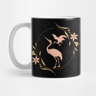 Pink Crane - Vintage Floral Bird Mug